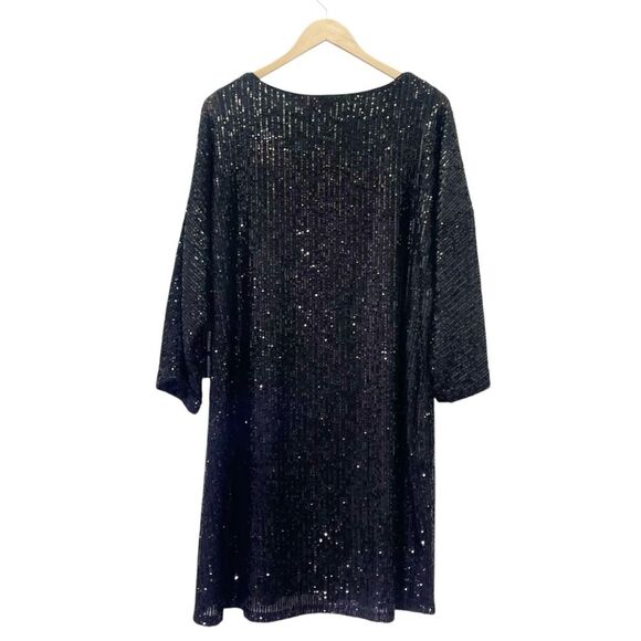 Vince Camuto Black Sequin Long Sleeve Dress - Picture 3 of 14